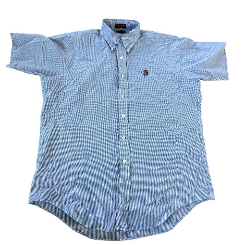 Chaps x Ralph Lauren Men's Blue White Plaid Print Button Down Shirt Size Large